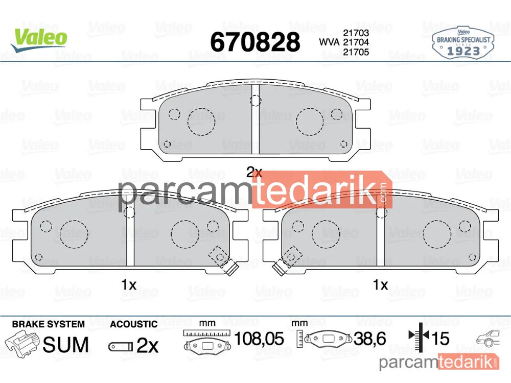 670828 | Fren Balatası (Arka) — Subaru Impreza, Subaru Legacy I, Subaru Legacy II
